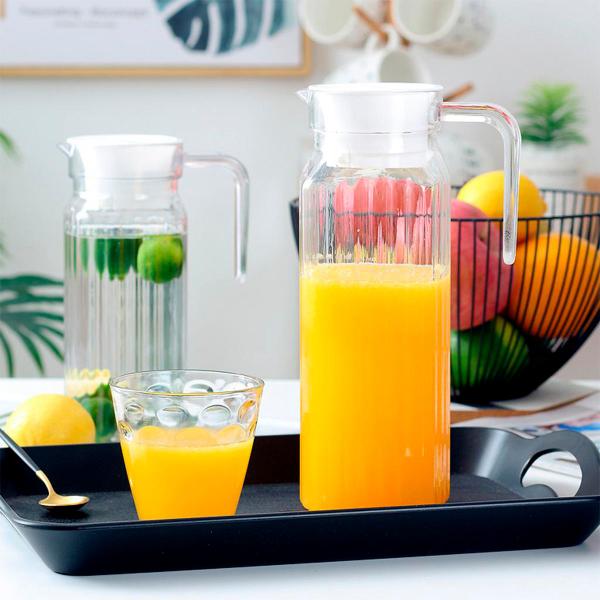 Jarra 1 Litro Com tampa Para Água Suco Vidro Grosso Com Alça Cor Transparente - Ladiv Imagem de Jarra 1 Litro Com tampa Para Água Suco Vidro Grosso Com Alça Cor Transparente