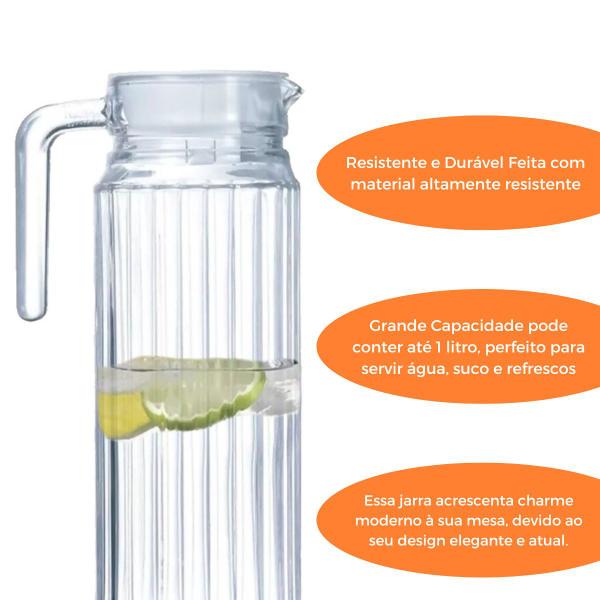 Jarra 1 Litro Com tampa Para Água Suco Vidro Grosso Com Alça Cor Transparente - Ladiv Imagem de Jarra 1 Litro Com tampa Para Água Suco Vidro Grosso Com Alça Cor Transparente
