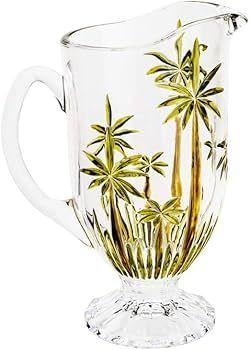 Jarra Água Suco Cristal Palm Tree Handpaint 1,5 Litros Wolff Imagem de Jarra Água Suco Cristal Palm Tree Handpaint 1,5 Litros Wolff