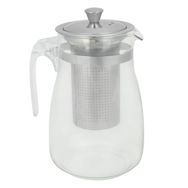 Imagem de Jarra Bule De Vidro Com Infusor E Tampa De Aço Inox 900Ml