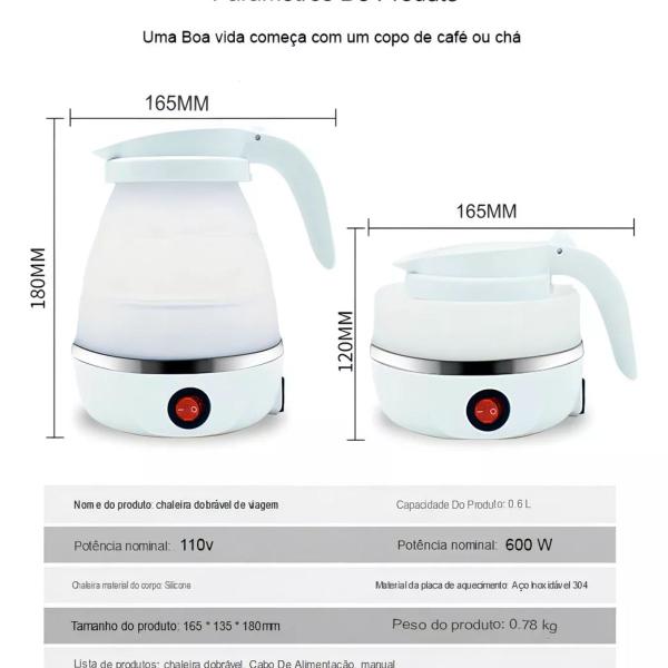 Imagem de  Jarra Chaleira Elétrica De Silicone Portátil 600ml 127V