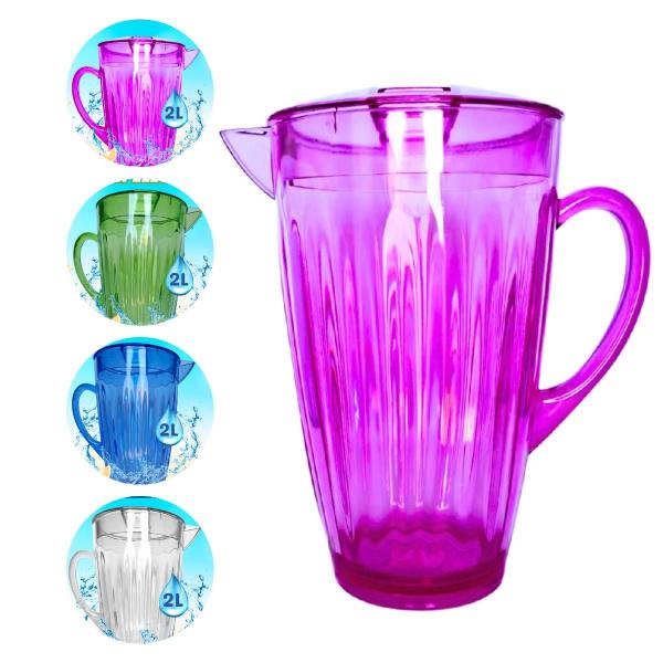 Imagem de Jarra Chique 2l Elegance Para Suco Agua ROSA/ AZUL/VERDE/CRISTAL  - Micromax