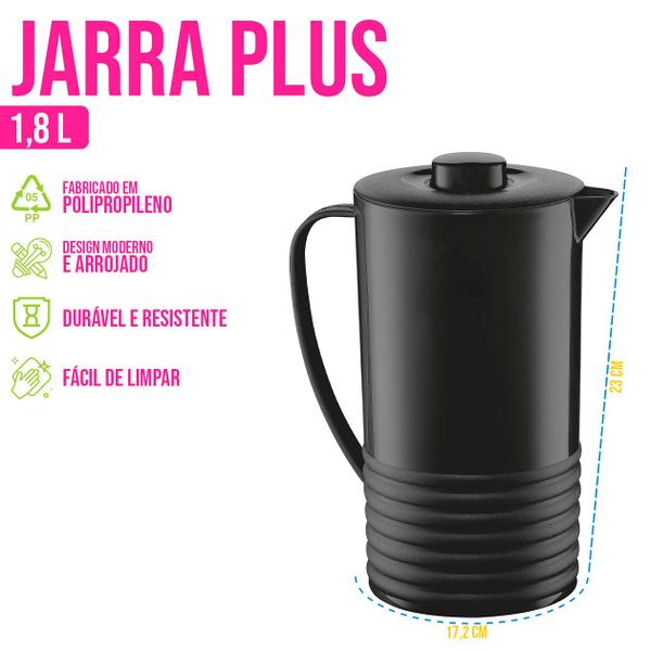 Imagem de Jarra de Suco 1,8 Litros com Tampa Plástico Resistente Água