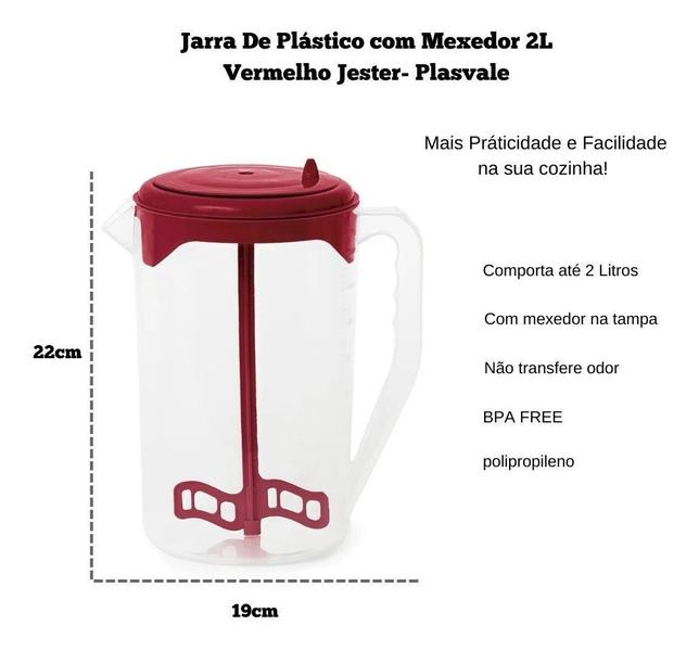 Jarra De Suco Agua Com Mexedor Mix Tampa Vermelha Plasvale Imagem de Jarra De Suco Agua Com Mexedor Mix Tampa Vermelha Plasvale