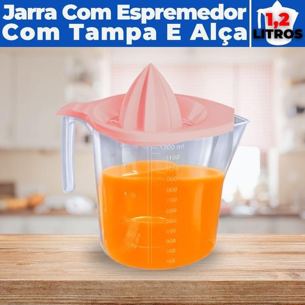 Imagem de Jarra de Suco Água Refri Tampa Espremedor Alça Plástico 1,2L