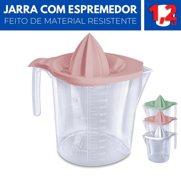 Imagem de Jarra de Suco Água Refri Tampa Espremedor Alça Plástico 1,2L