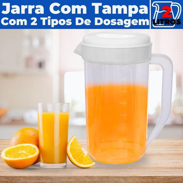 Imagem de Jarra de Suco Água Refri Tampa Redonda Alça Plástico 2L