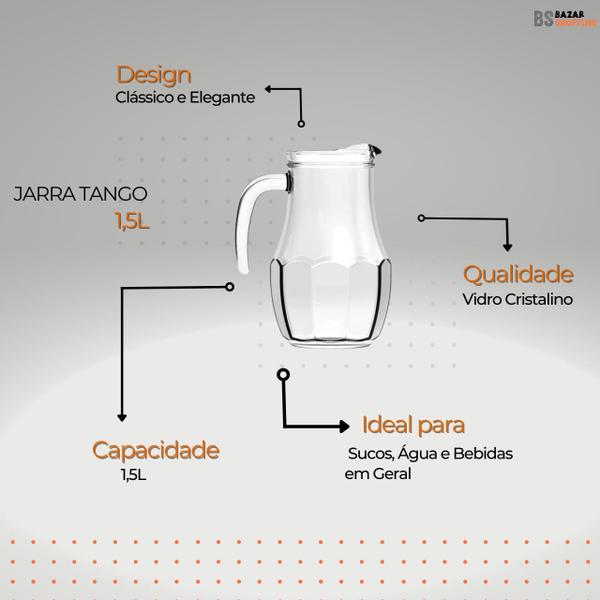 Imagem de Jarra de Suco de Vidro Tango 1,5L Agua Refrigerante Nadir