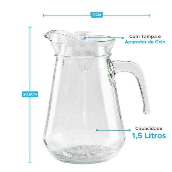 Jarra De Vidro 1,5 Litros Com Tampa E Aparador - Wincy Imagem de Jarra De Vidro 1,5 Litros Com Tampa E Aparador