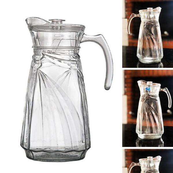 Jarra De Vidro Água Suco Com Tampa 1800Ml Lapidada - G-Horse Imagem de Jarra De Vidro Água Suco Com Tampa 1800Ml Lapidada