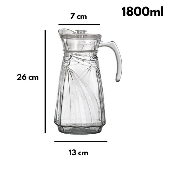Jarra De Vidro Água Suco Com Tampa 1800Ml Lapidada - G-Horse Imagem de Jarra De Vidro Água Suco Com Tampa 1800Ml Lapidada