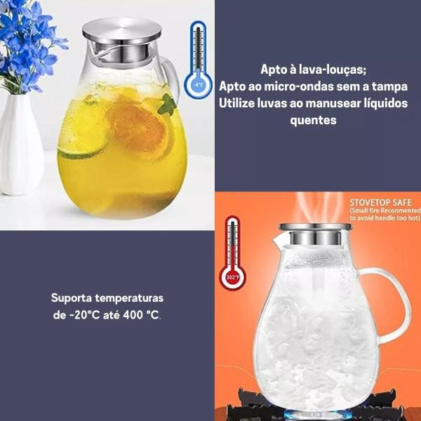 Jarra De Vidro Borossilicato Mercury Com Tampa Inox 1,8L - Haüskraft Imagem de Jarra De Vidro Borossilicato Mercury Com Tampa Inox 1,8L
