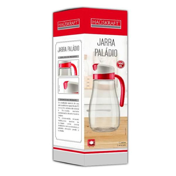 Jarra de Vidro Com Tampa Paládio Para Água Sucos 950ml - Hauskraft Imagem de Jarra de Vidro Com Tampa Paládio Para Água Sucos 950ml