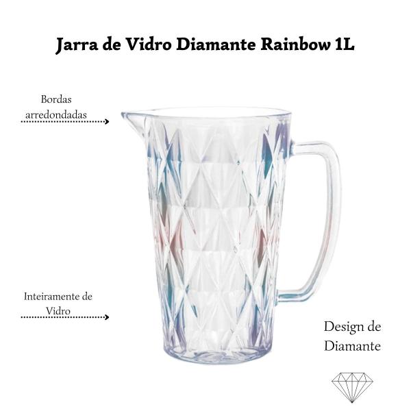 Imagem de Jarra de Vidro Diamante Rainbow 1L - Class Home