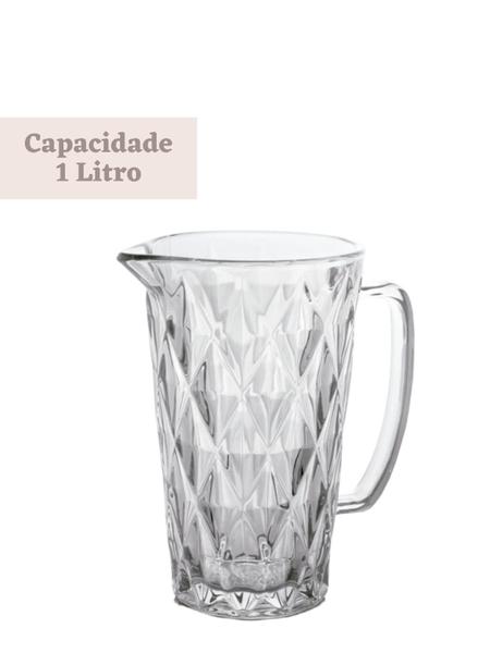 Imagem de Jarra De Vidro Diamond 1.2L Para agua Suco Drinks Chá Transparente Para Bares Luxo Restaurante