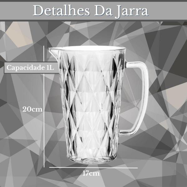Jarra De Vidro Diamond 1l Para Água Suco Drinks Diamante Nf - Original Imagem de Jarra De Vidro Diamond 1l Para Água Suco Drinks Diamante Nf