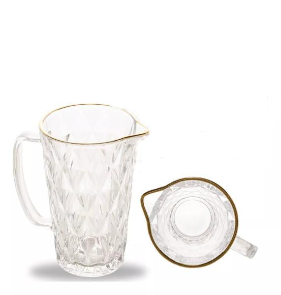 Jarra De Vidro Diamond Fio De Ouro Lyor 1L Para Bebidas 20Cm Imagem de Jarra De Vidro Diamond Fio De Ouro Lyor 1L Para Bebidas 20Cm