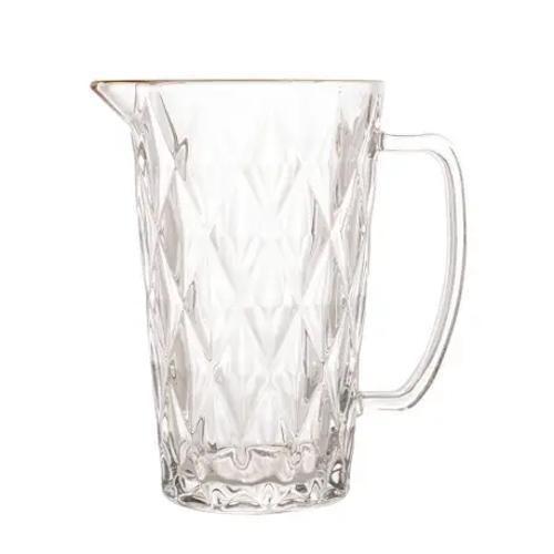 Jarra De Vidro Diamond Fio De Ouro Lyor 1L Para Bebidas 20Cm Imagem de Jarra De Vidro Diamond Fio De Ouro Lyor 1L Para Bebidas 20Cm