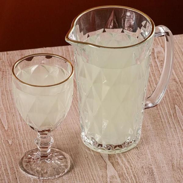 Jarra De Vidro Diamond Fio De Ouro Lyor 1L Para Bebidas 20Cm Imagem de Jarra De Vidro Diamond Fio De Ouro Lyor 1L Para Bebidas 20Cm