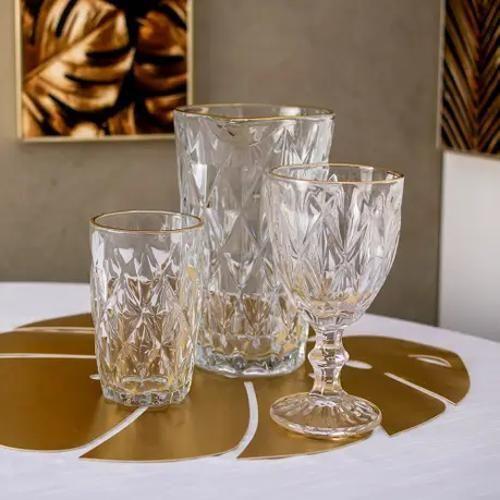 Jarra De Vidro Diamond Fio De Ouro Lyor 1L Para Bebidas 20Cm Imagem de Jarra De Vidro Diamond Fio De Ouro Lyor 1L Para Bebidas 20Cm