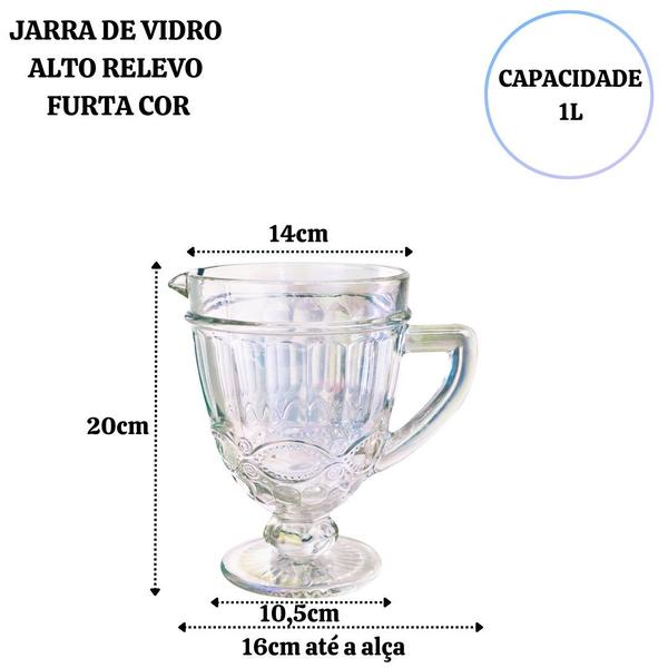 Imagem de Jarra de vidro furta-cor 1 litro rainbow luxo água e sucos