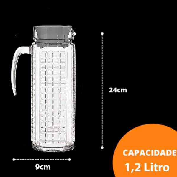 Imagem de Jarra de Vidro Garrafa 1,2L Com Tampa Branca Garrafa 1200ml