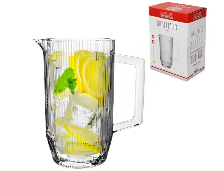 Jarra De Vidro Graffiato Canelada 1,2L P/ Suco Água Bebidas - Hauskraft Jarra De Vidro Graffiato Canelada 1,2L P/ Suco Água Bebidas - Hauskraft