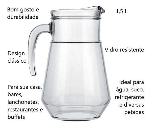 Imagem de Jarra De Vidro Jarra Bar Suco Agua Refri Nadir Colorex 1,5 L