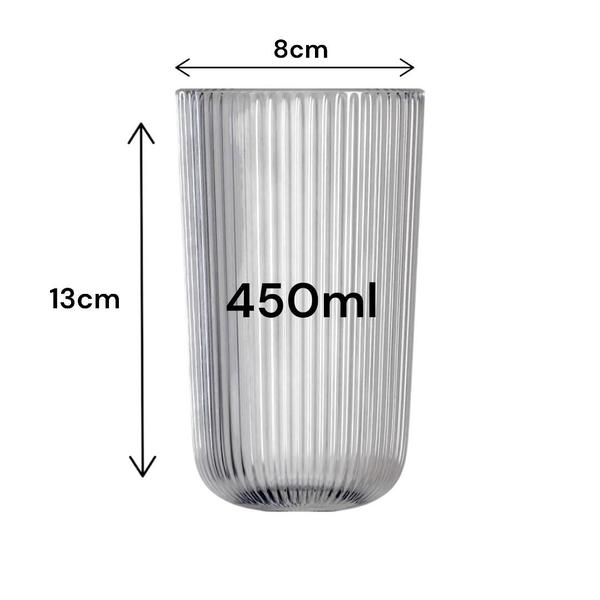 Imagem de Jarra De Vidro Lines Com Alça 1,3 Litros Com 4 Copos Altos 450ml Resistente