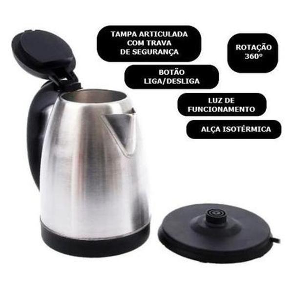 Imagem de Jarra Elétrica Bule Chaleira Inox 1,8 Litros Economica 220v potência de 1500W aquecimento rápido