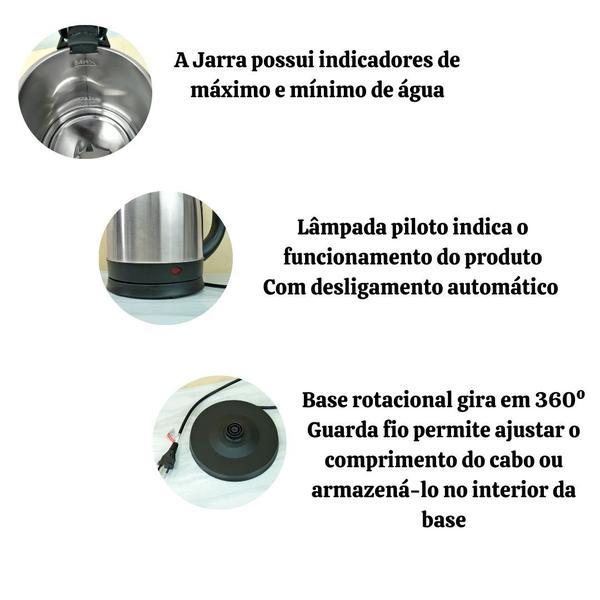 Imagem de Jarra Elétrica Com Acabamento Inox 1,8l 127v