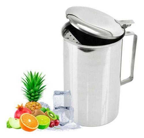 Imagem de Jarra Inox 2L Com Tampa Para Água Caldo De Cana Suco Refresco Buffet Festa Jantar