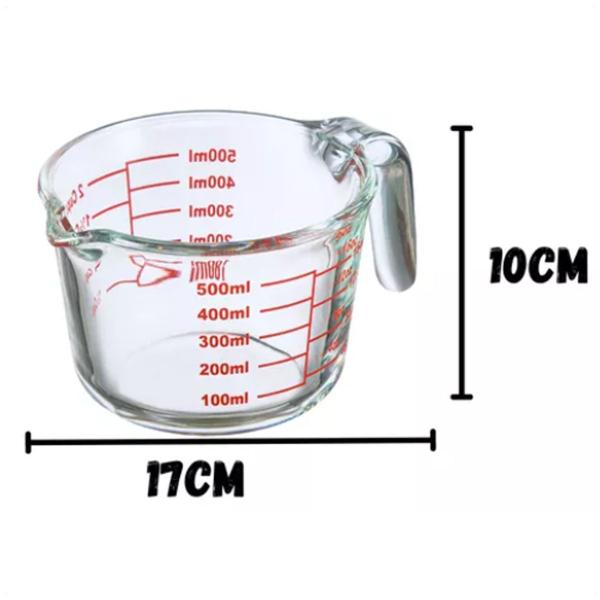 Imagem de Jarra Medidora De Vidro Com Alça Graduada Resistente 500ml