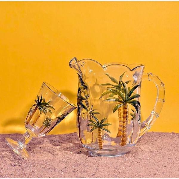 Jarra Palmeira Vidro 1,2 Litros Útil Bazar 1200ml Palm Hand Paiting Cristal Imagem de Jarra Palmeira Vidro 1,2 Litros Útil Bazar 1200ml Palm Hand Paiting Cristal