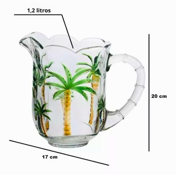 Jarra Palmeira Vidro 1,2 Litros Útil Bazar 1200ml Palm Hand Paiting Cristal Imagem de Jarra Palmeira Vidro 1,2 Litros Útil Bazar 1200ml Palm Hand Paiting Cristal