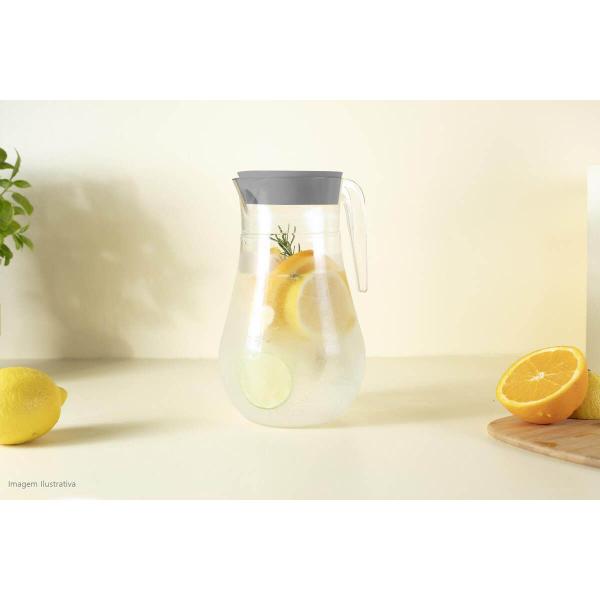 Jarra para Água e Suco com Tampa e Alça 2L Transparente Chumbo Belly Ou Imagem de Jarra para Água e Suco com Tampa e Alça 2L Transparente Chumbo Belly Ou