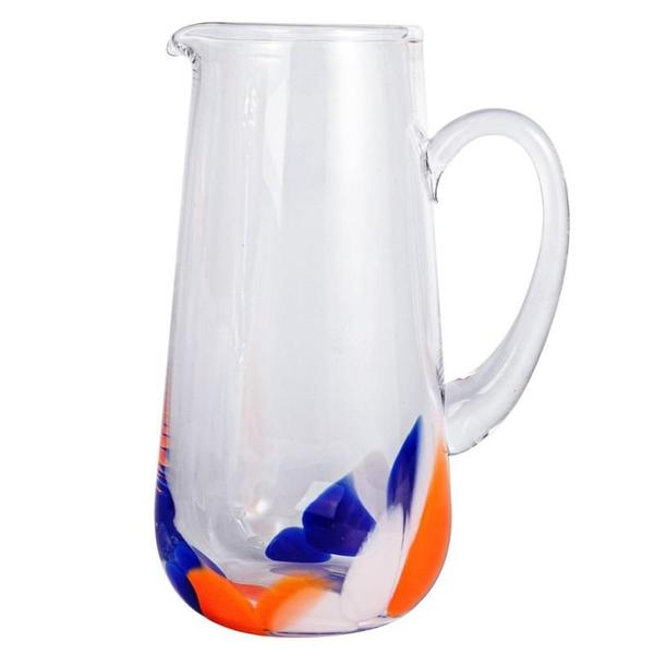 Jarra petala em vidro 1,8l laranja/azul/branco - Fracalanza Imagem de Jarra petala em vidro 1,8l laranja/azul/branco