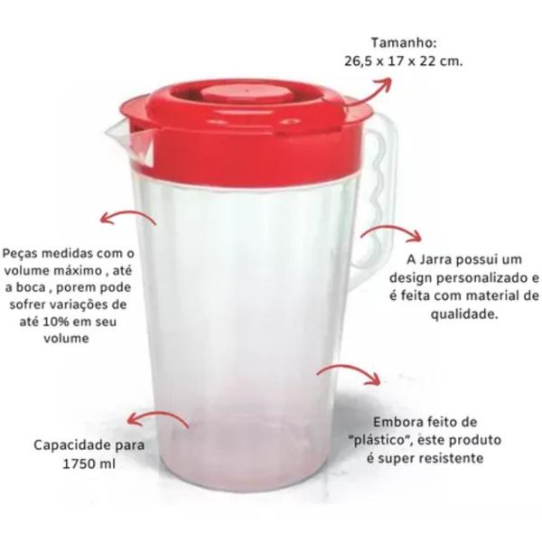 Imagem de Jarra Plástica Canelada com Tampa 1750 ml - Ercaplast