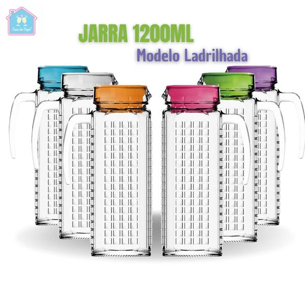 Imagem de Jarra Suco1200ml Ladrilhada Várias Cores Multiuso