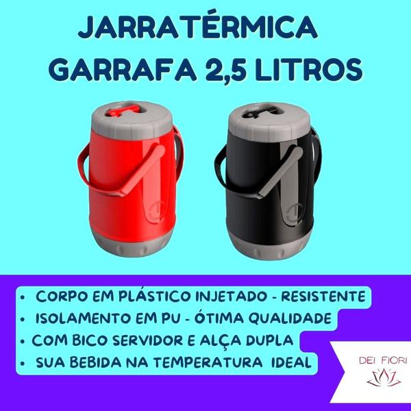 Imagem de Jarra Térmica 2,5L Água Café Chá Com Bico Servir Alça Dupla