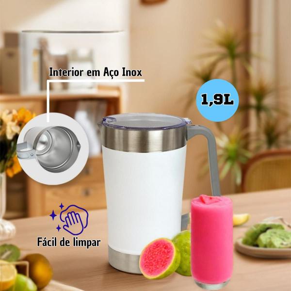 Imagem de Jarra Térmica Inox 1,9 Litros Suco Café Bebidas Batidas Drinks Gelado ou Quente