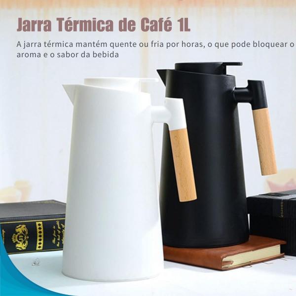 Imagem de Jarra Térmica Para Café Com Cabo De Madeira E Alça Verde Original
