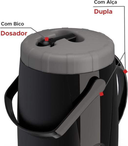 Imagem de Jarra Térmica Pavia com Alça Dupla de 2,5 Litros com Bico para Chimarrão Chá Café - Preto