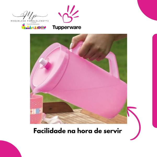 Imagem de Jarra Tupperware 2 Litros Rosa  Tampa Hermética Porta Suco