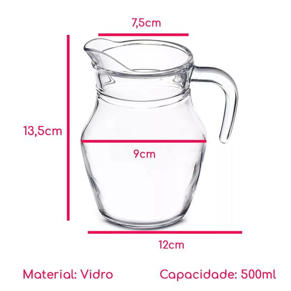 Imagem de Jarra Vidro 500ml Restaurante Buffet Suco Agua Transparente