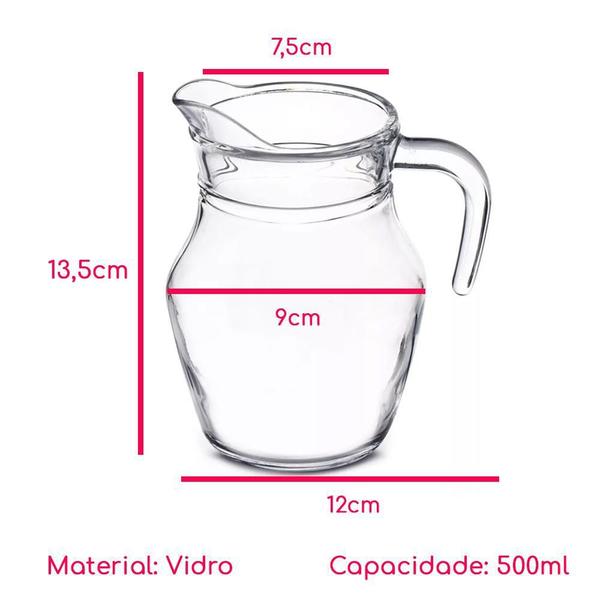 Imagem de Jarra Vidro 500Ml Restaurante Buffet Suco Agua Transparente