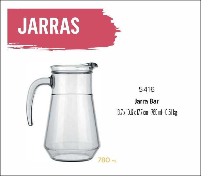 Imagem de Jarra Vidro De Suco Água Bar Restaurante Peq 780Ml 02 Uni