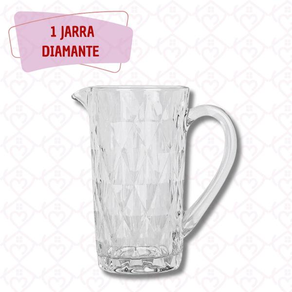 Imagem de Jarra Vidro Diamante Transparente 1 Litro Agua Suco Drink - 1 UN