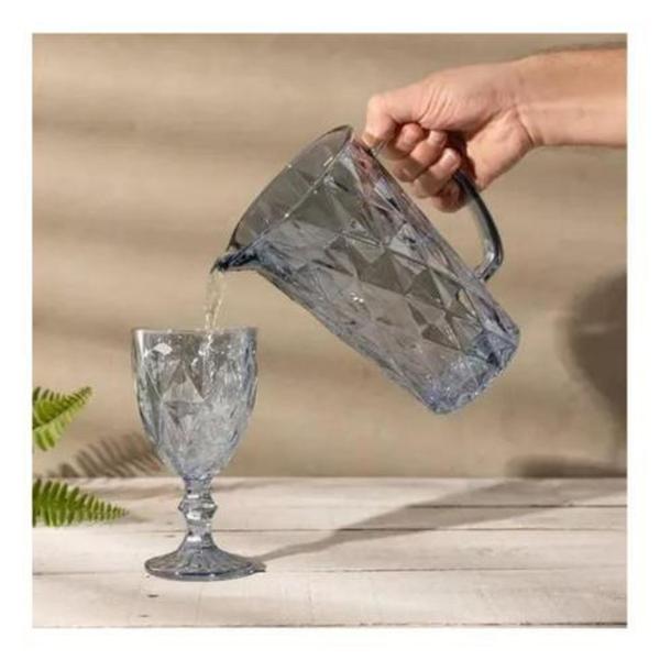 Imagem de Jarra Vidro Diamond 1l Azul Diamante Água Suco Drink Buffet - ke home