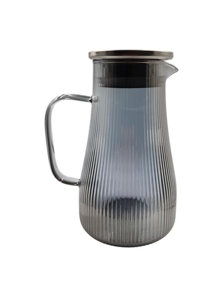 Jarra Vidro Listras Borossilicato Com Tampa Inox 1,5 Litros - Fact Importados Imagem de Jarra Vidro Listras Borossilicato Com Tampa Inox 1,5 Litros